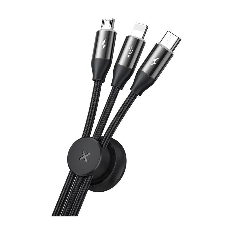 Câble Baseus Car Co-sharing Cable USB for Micro / USB-C / Lightning, 3.5A 1m (Black)