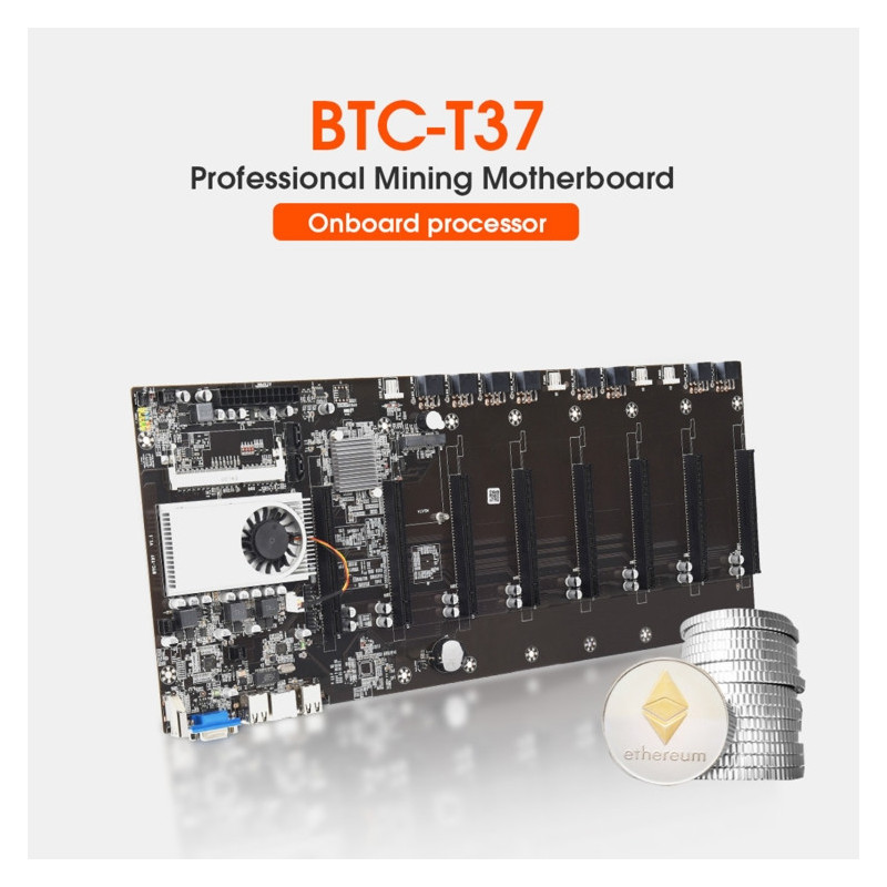 Carte Mère BTC-T37 8GPU Kit CPU Inclus Riserless Motherboard Crypto Mining BTC37